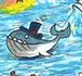 Animated Google Doodle whale in a top hat