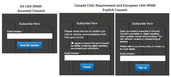 CASL website form examples