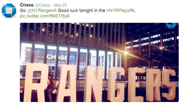 Financial institution Chase uses hashtags in social media marketing