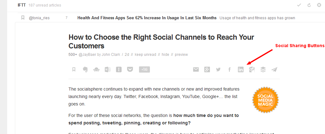 Feedly Social Sharing Buttons