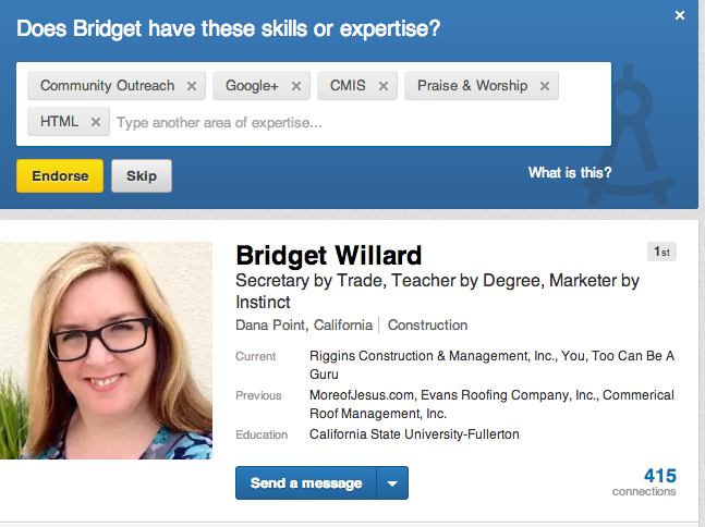On LinkedIn, Giving an Endorsement Just Takes a Click or Two