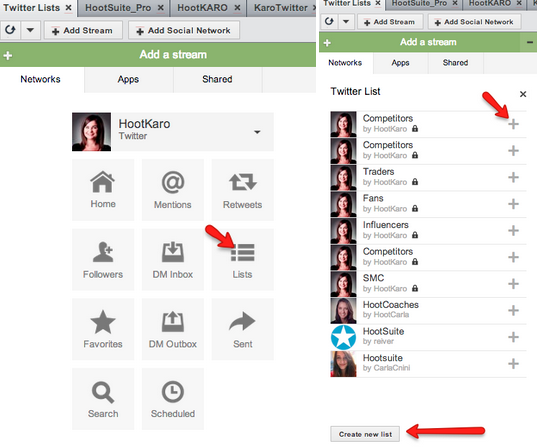 Creating a Twitter List in Hootsuite