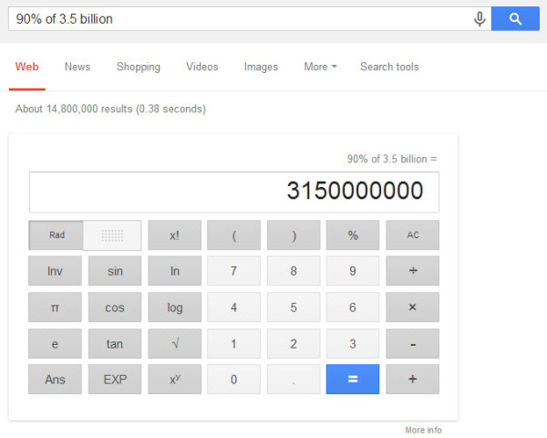 Google Hummingbird math calculation