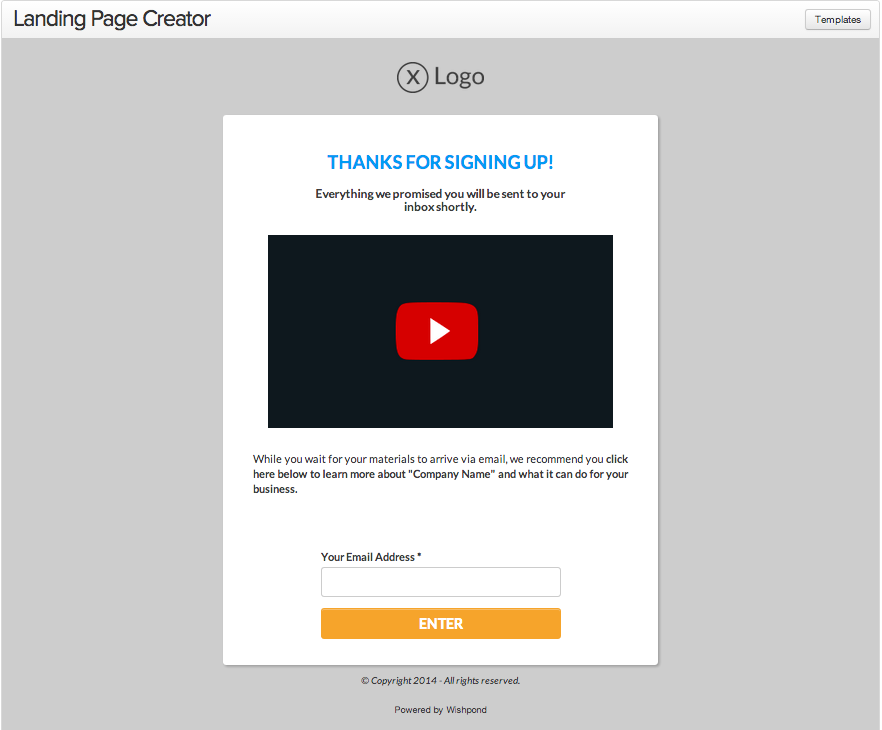 landing page template