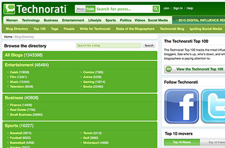 Technorati—the Worlds Largest Blog Directory—Is Gone image technorati old site