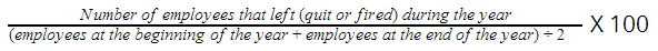 formula for calculting employee turnover