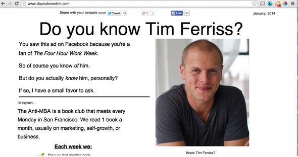 DoYouKnowTim.com - it reached Tim, but he didn’t accept my offer :(