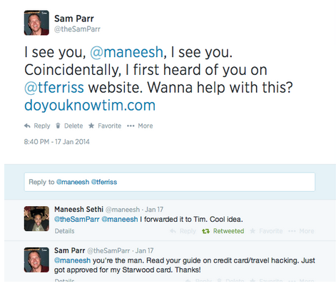 Maneesh Sethi favorited my ad, so I responded!