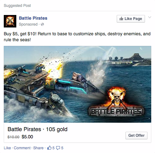 Facebook Kixeye out app purchase ads