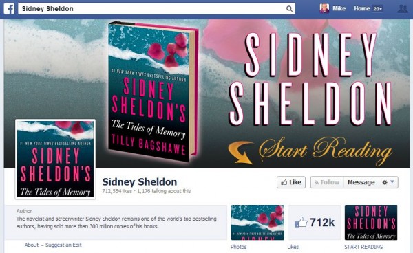 Sidney Sheldon www facebook com SidneySheldonBooks 600x368 How Authors can use Facebook to Market Books