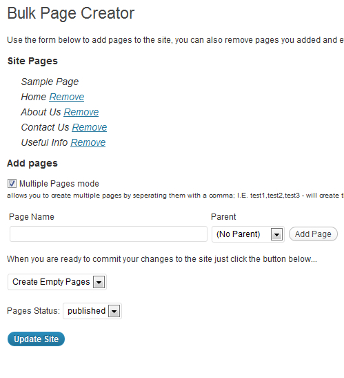 bulk page creator