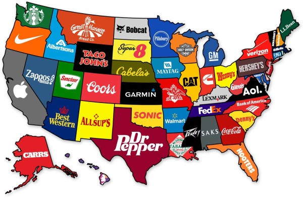 Clickbait American brands by state map