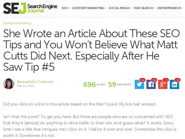 Clickbait bad example search engine journal