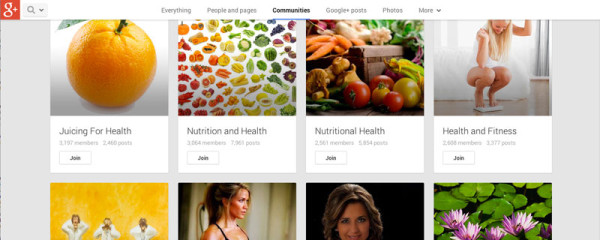 Listed Google+ communities for health and fitness