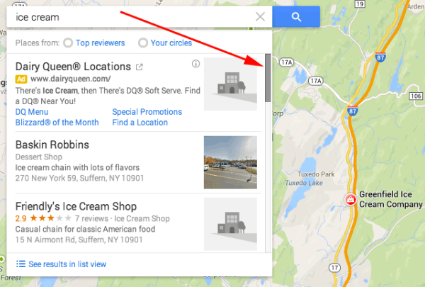 google maps search query