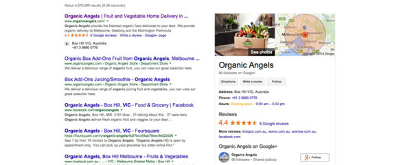 google page on search results