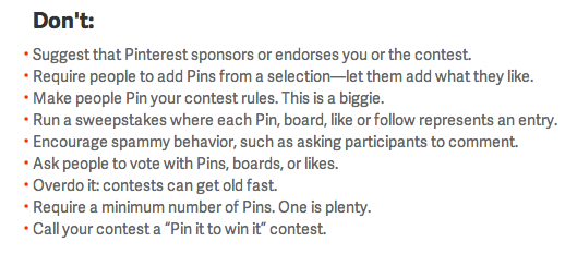 Pinterest contest guidelines