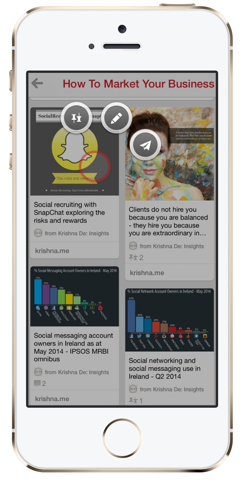 Pinterest markeitng tip - to share a Pin on your mobile app with a message tap the image to see the send button