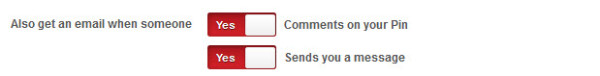 Pinterest marketing tip - check your Settings if you want to receive email notifications for Messages on Pinterest