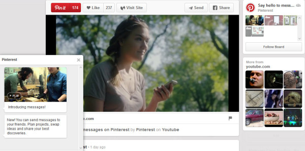 Pinterest marketing tips - Pinterest introduce messages so that you can share content with your Pinterest contacts