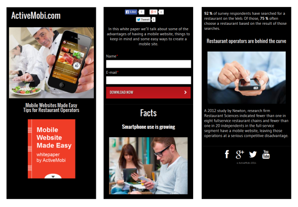 mobile landing page design
