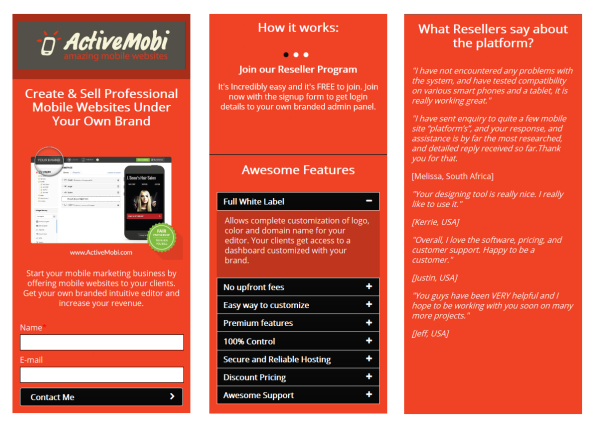 mobile landing page design