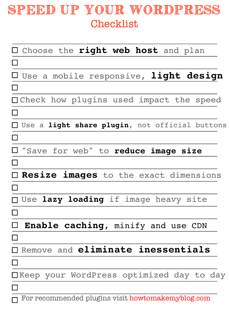 Speed up WordPress checklist