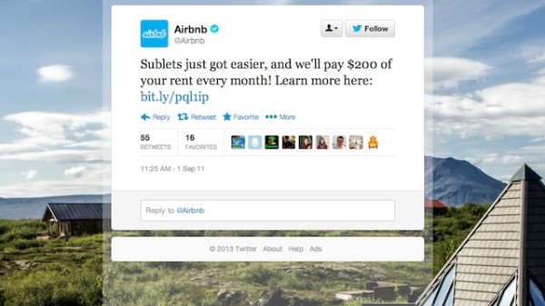 Airbnb promoted tweet 