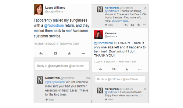 Nordstrom twitter, great tweets, great customer service