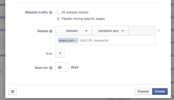 Facebook Website Custom Audience Specific Pages Visited
