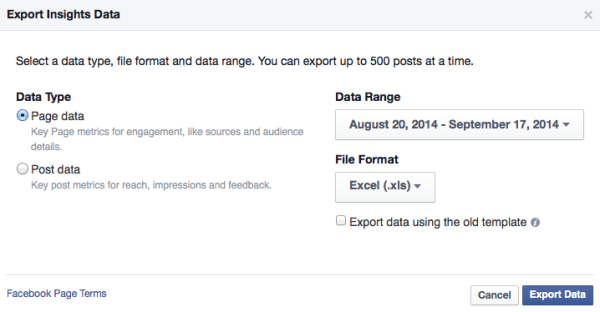 Extracting a report from a Facebook Page