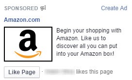 Social media advertising Amazon Facebook ad