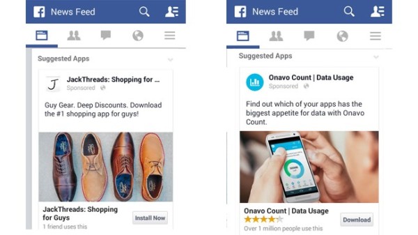 Social media advertising Facebook app install ads