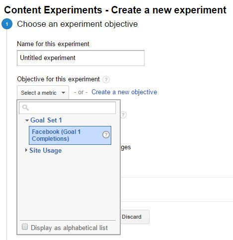 Choosing Goals for Google Content Experiments