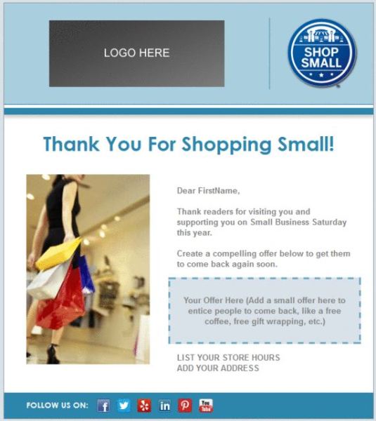 Email Template - Small Business Saturday Thank You