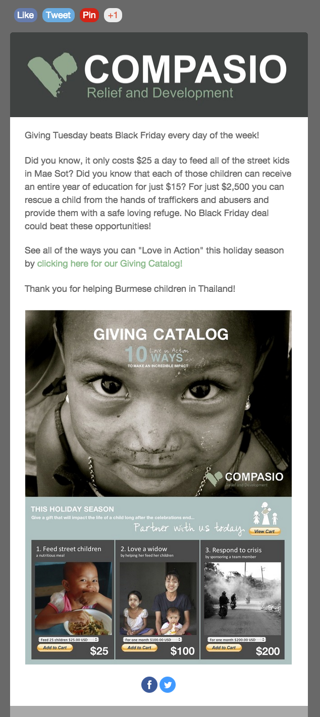 Compasio Giving Tuesday email