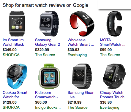 Various smart watches available for purchase on the web
