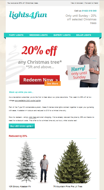 Christmas tree sale marketing email