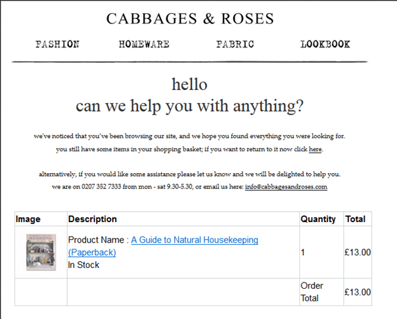 cabbages and roses shopping cart