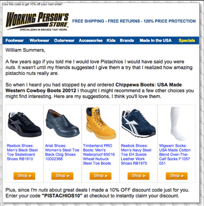working person's store special offers