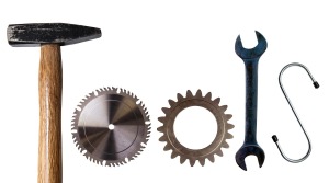 The word 'Tools' spelt using tools