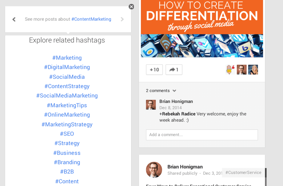 Google+ Hashtags Image
