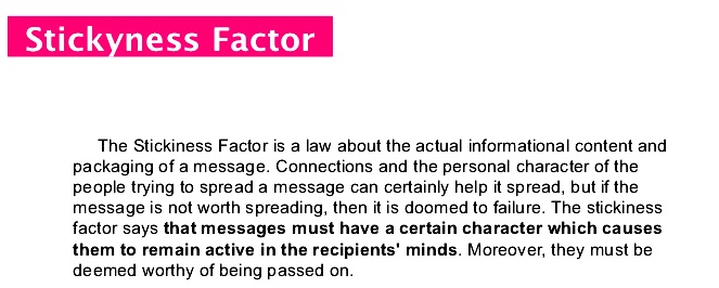 The Stickyness Factor