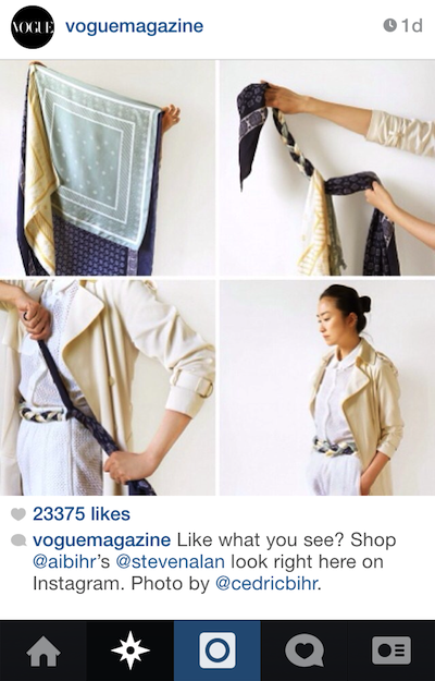 Vogue was the first fashion publication to make their Instagram account shoppable.
