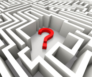 Question Mark In Maze Shows Confusion