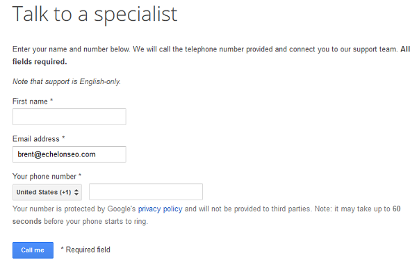 Talk to a Google Specialist