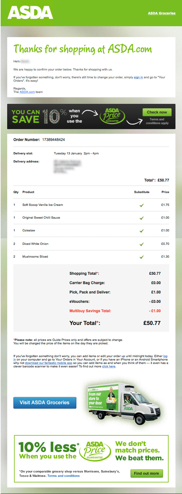 ASDA email receipt