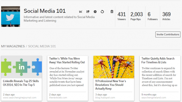 Flipboard App for content curation