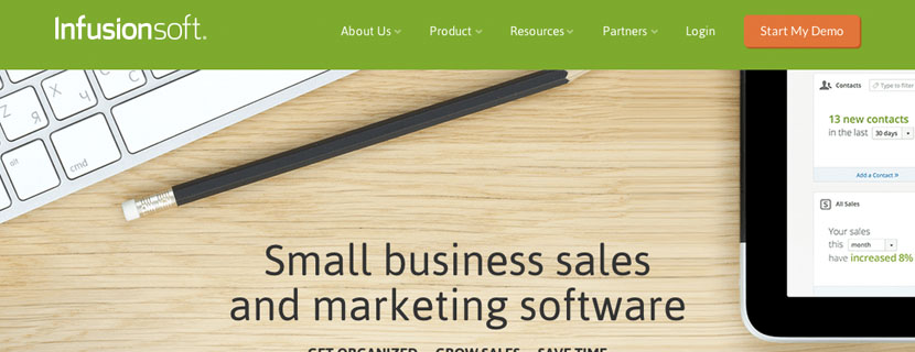 Infusionsoft is the only all-in-one sales and marketing automation software for small businesses that combines CRM, email marketing and e-commerce.