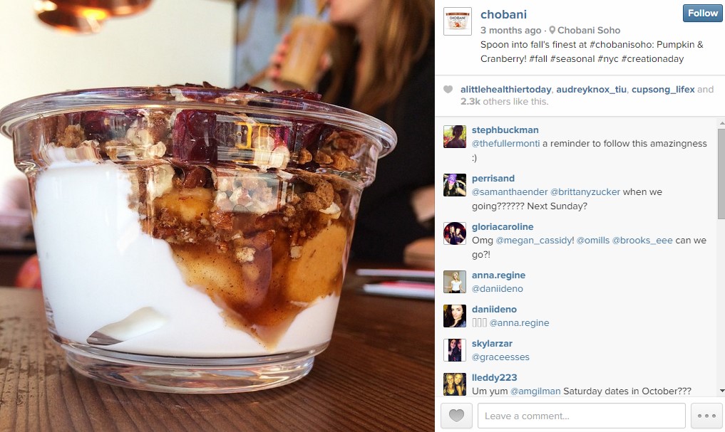 Instagram Marketing Example Chobani
